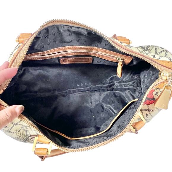 L.A.M.B. by Gwen Stefani Satchel Handbag Marigold Floral Print White Brown - Picture 6 of 16